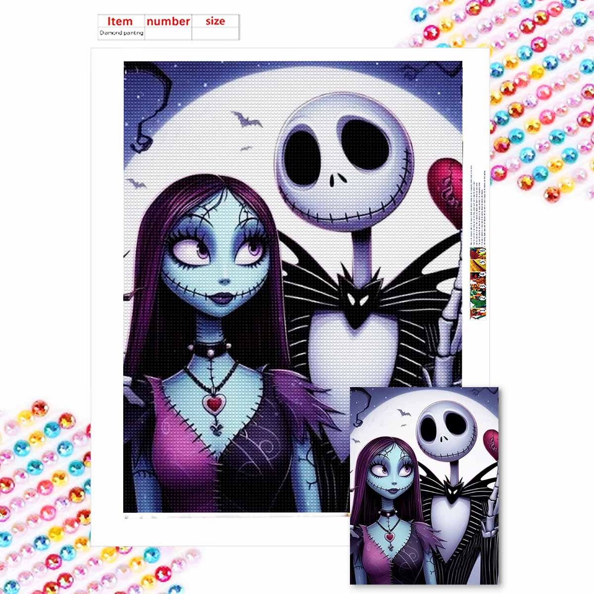 

5D DIY Diamond Art Painting Kits for Adults, Skeleton Bride Full Round Crystal Diamond Kits for Beginner for Home Wall Decorate Round 20x30cm