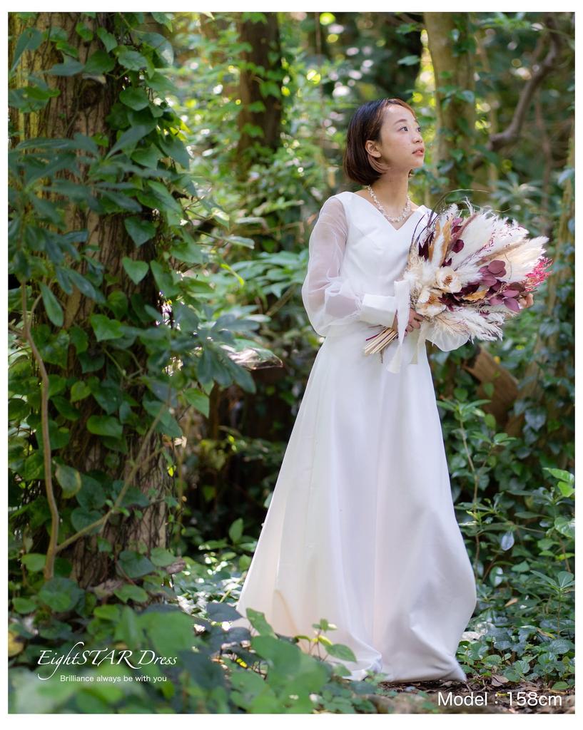 Wedding Main Wedding Long Long with Natural [EightSTAR Dress] Pre-wedding Dress, White, Wedding, Bride, Character, Dress, Length, Sleeves, Sleeves,
