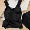Sexy Ice Silk Pajamas Women's Summer 1011 New Suspender Shorts Set with Chest Pad High-end Solid Color Loungewear