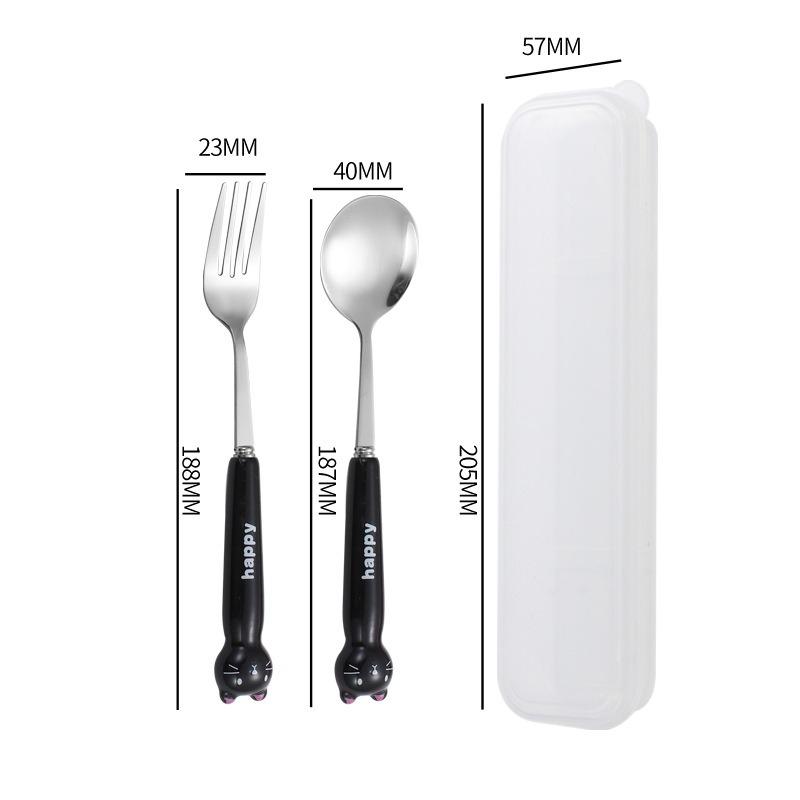 Posate Cartone Animato Cipollotto Cucchiaio Forchetta Portatile Tavola da Pranzo Acciaio Inossidabile Stoviglie da Viaggio Accessori da Cucina
