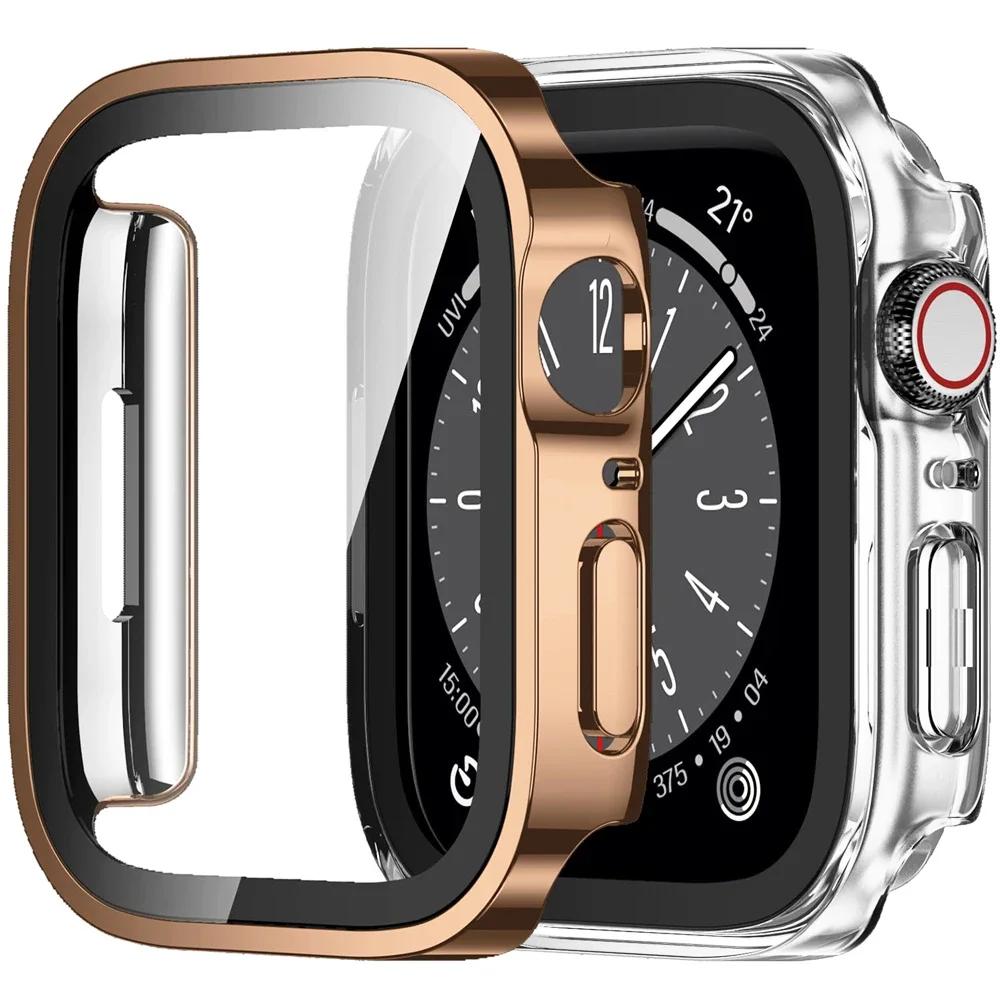 2PCS Waterproof Case for Watch 7 8 9 45mm 41mm-44-40mm Bumper Screen Protector 2 PACK Edge Cover iWatch 5 SE 6 Accessories