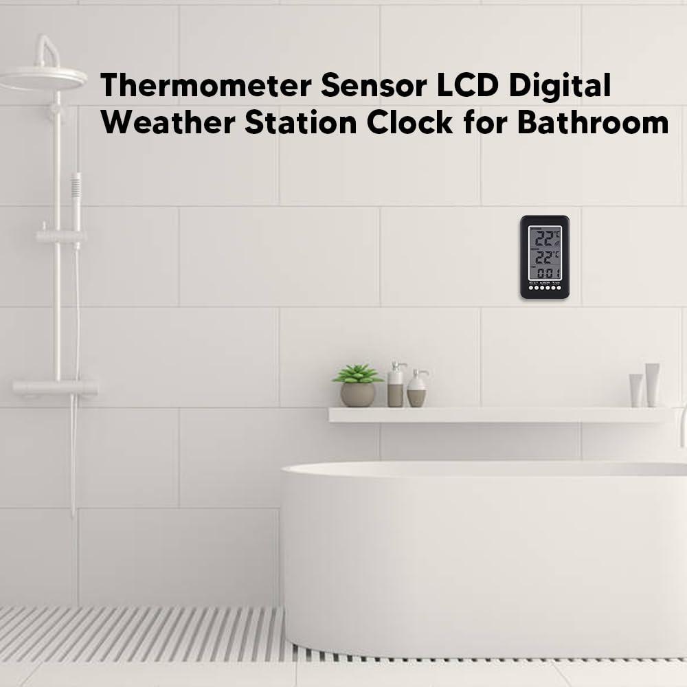 Indoor Outdoor Thermometer LCD Thermo Meter with Clock Wireless Temperature Room Therm Ometer Digital Ther Mometer for Home Office Bedroom