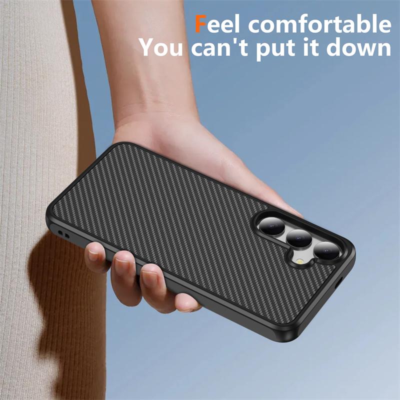 Armor Shockproof Carbon Fiber Texture Phone Case For Samsung S25 Ultra S25 S24 S23 Ultra Plus For Magsafe Magnetic Hard Cover