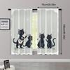 2pcs, Light Filtering Curtains Black Cat & Jungle Flowers Versatile Fabric (without Rod) Decorations Outdoor Ldeal for Room,
