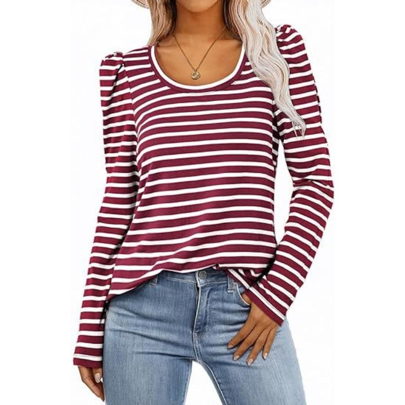 QICED Dámská móda Ležérní Blůzy a košile s dlouhým rukávem a kulatým výstřihem