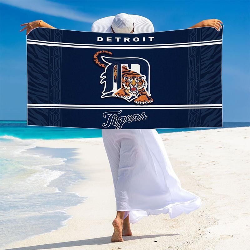 Detroit Tigers Print Beach Towel, Large Soft Quick Dry Towel for Beach Camping Swimming