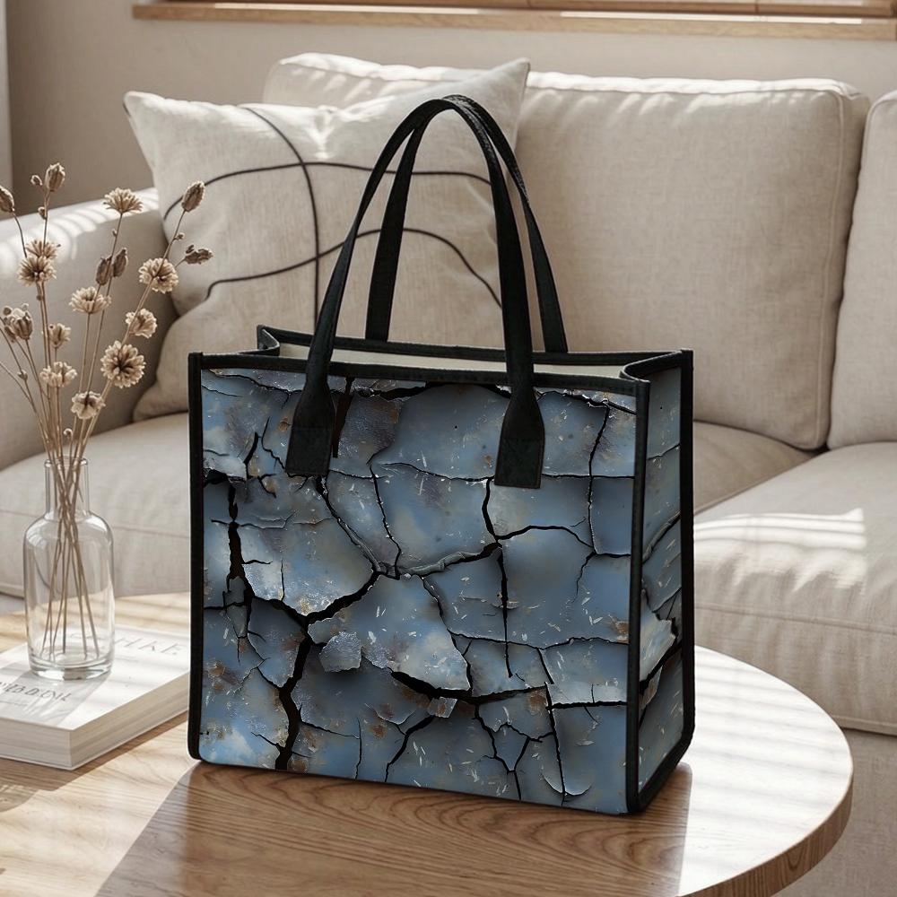 Cracked Pattern Tote Bag Fashion Large Capacity Daily Casual Shoulder Handbag for Women