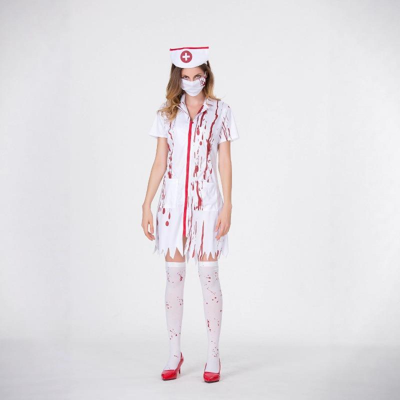 Halloween Masquerade Party Uniform Couple Horror Male Doctor Uniform Horror Bloody Female Nurse Uniform