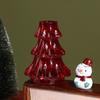 Christmas Tree Candlestick Glass Pillar Candle Holder Vintage Ribbed Taper Candle Holder for Festive Dining Table Decoration