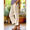 Spring Summer New Women Solid Cotton Linen Wide Leg Pants, Elastic Waist Loose Casual Trousers, Breathable Daily Fashion Bottoms