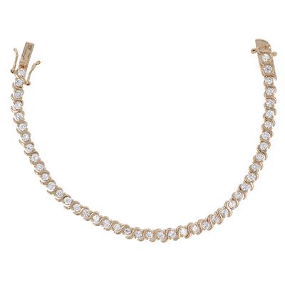 [R4757] - Gold-plated Bracelet 'Rivières De Cristal' White Gold - 18 Cm 4 Mm