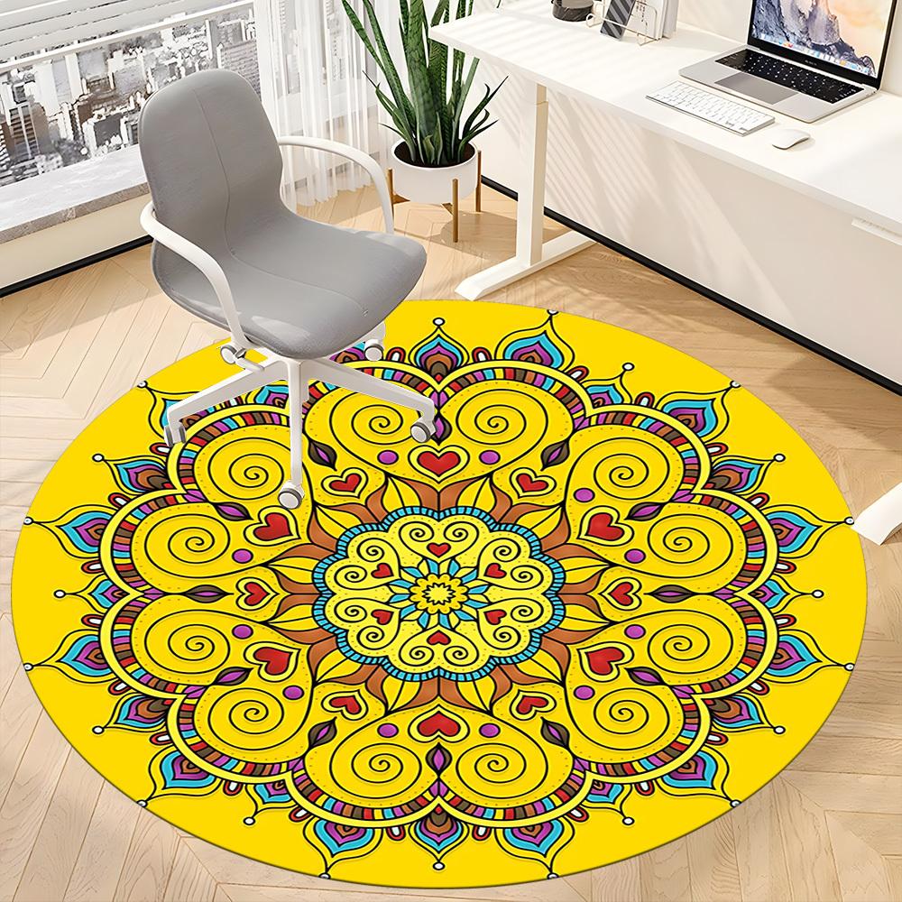 1PC Mandala Artwork Chair Carpet for Office Non-Slip, Lightweight, Machine Washable Rug for Office, Sleeping, Room - Holiday Decoryy251009034