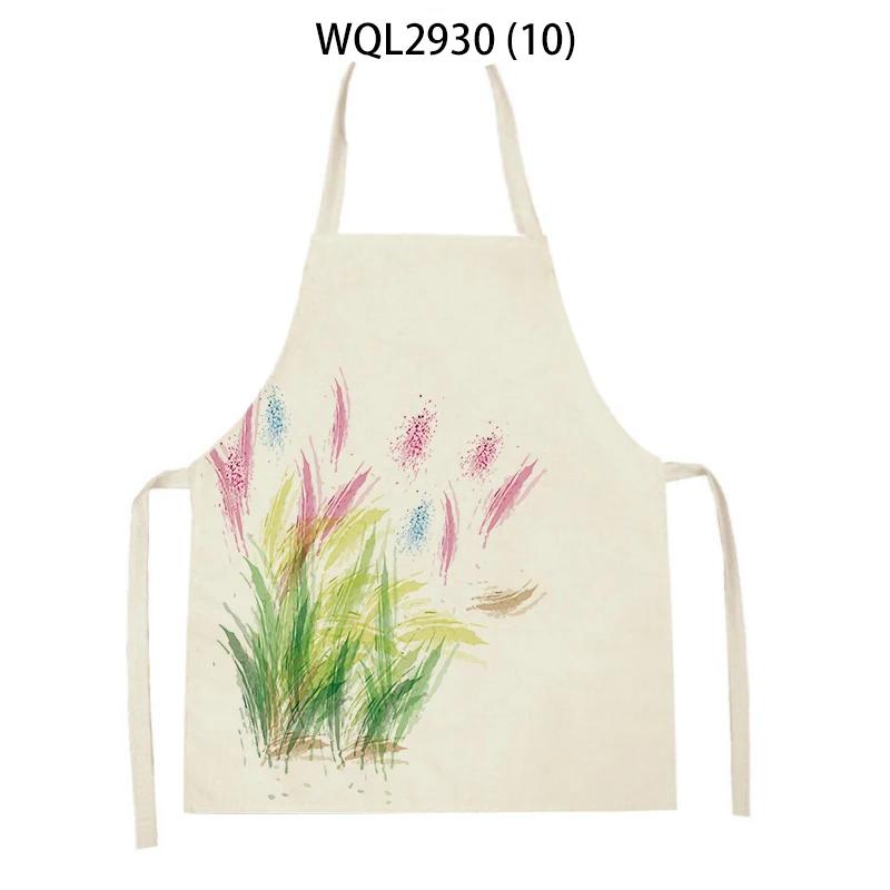 Cleaning Supplies Flower Plants Pattern Kitchen Aprons Sleeveless Linen Aprons Home Cooking Baking Accessories Antifouling Apron
