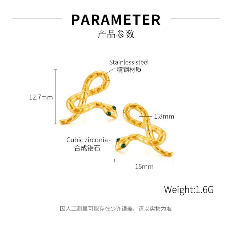 Creative Earrings Men's Stainless Steel Personality Hip-hop Punk Style Snake Shaped Titanium Wholesale