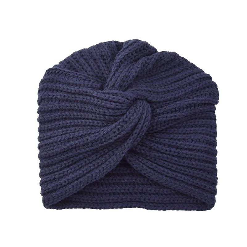 1Pc Women Headwear Head Wrap Hair Loss Turban Solid Color Knitted Cap Polyester