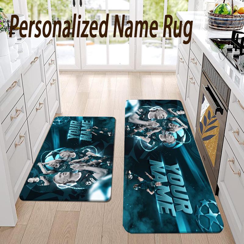 Custom Name Erling Haaland Flannel Area Rug Kitchen Floor Mat Personalized Home Decoration