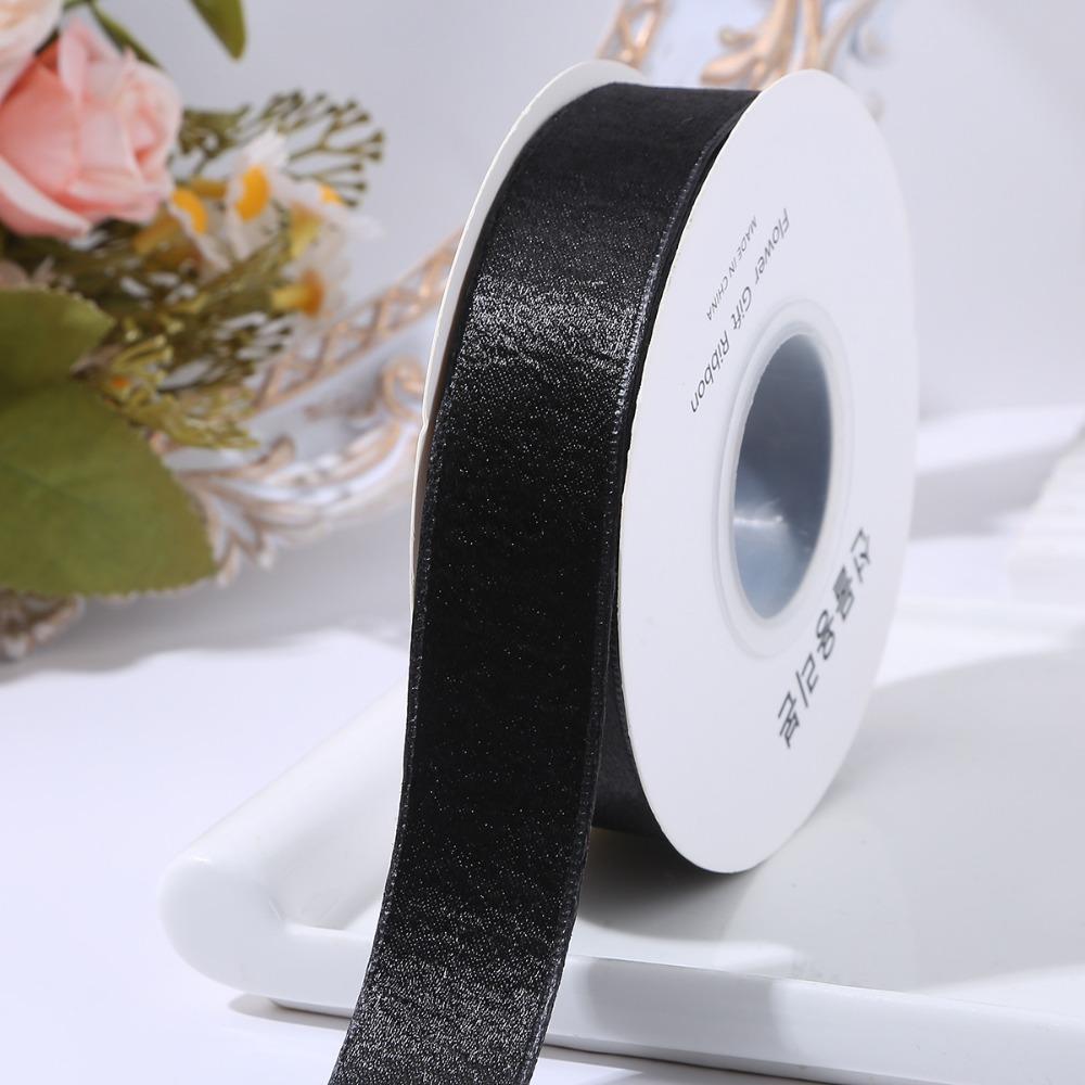 

2.5cm Wide Silk Velvet Ribbon DIY Gift Wrap Tie Metallic-like Glossy Ribbon Christmas Decorations чёрный