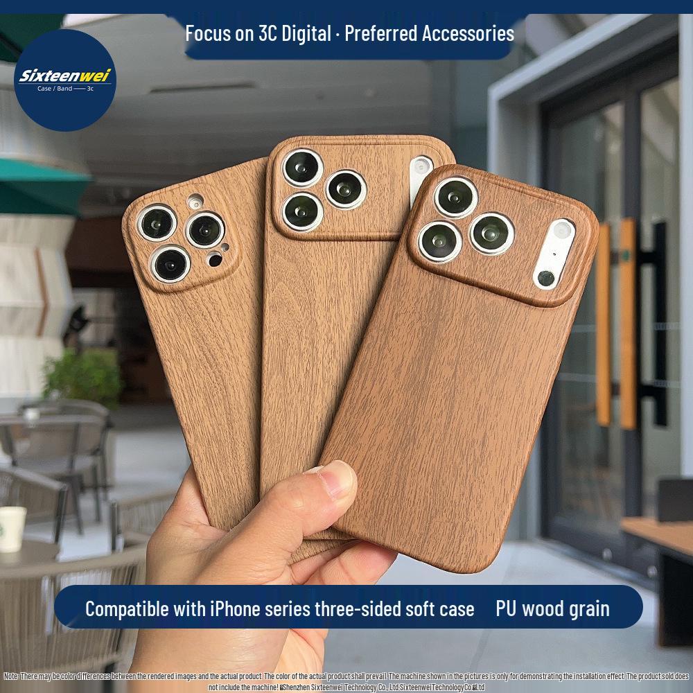 Microfiber Wood Grain Soft Case for iPhone 17 Pro Max - Ultra-thin, Precisely Cut for Models 16/15p and Apple 14.