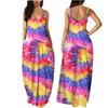 Women Gradient Tie-Dye Sleeveless V Neck Maxi Dress Sundress Beach Long Dres