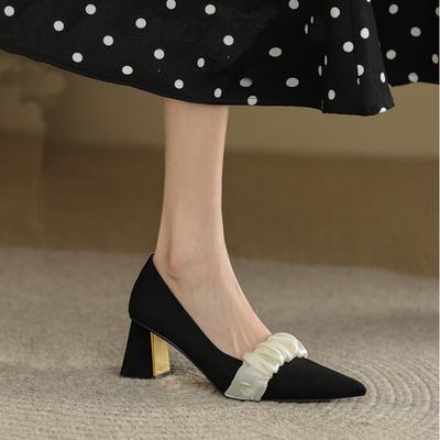 2025Summer Luxury Women Chunky Heel 6cm Princess Shoes Ground Leather Party Wedding Shoes Plus Size:34-39