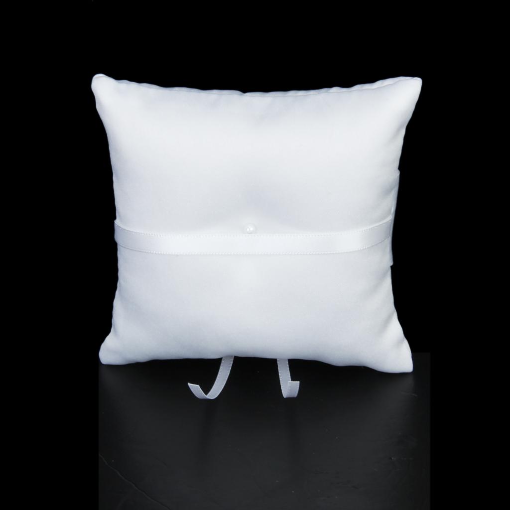 Satin Pocket Ring Pillow Double Heart Crystal Rhinestone Cushion Wedding Party Anniversary Supplies