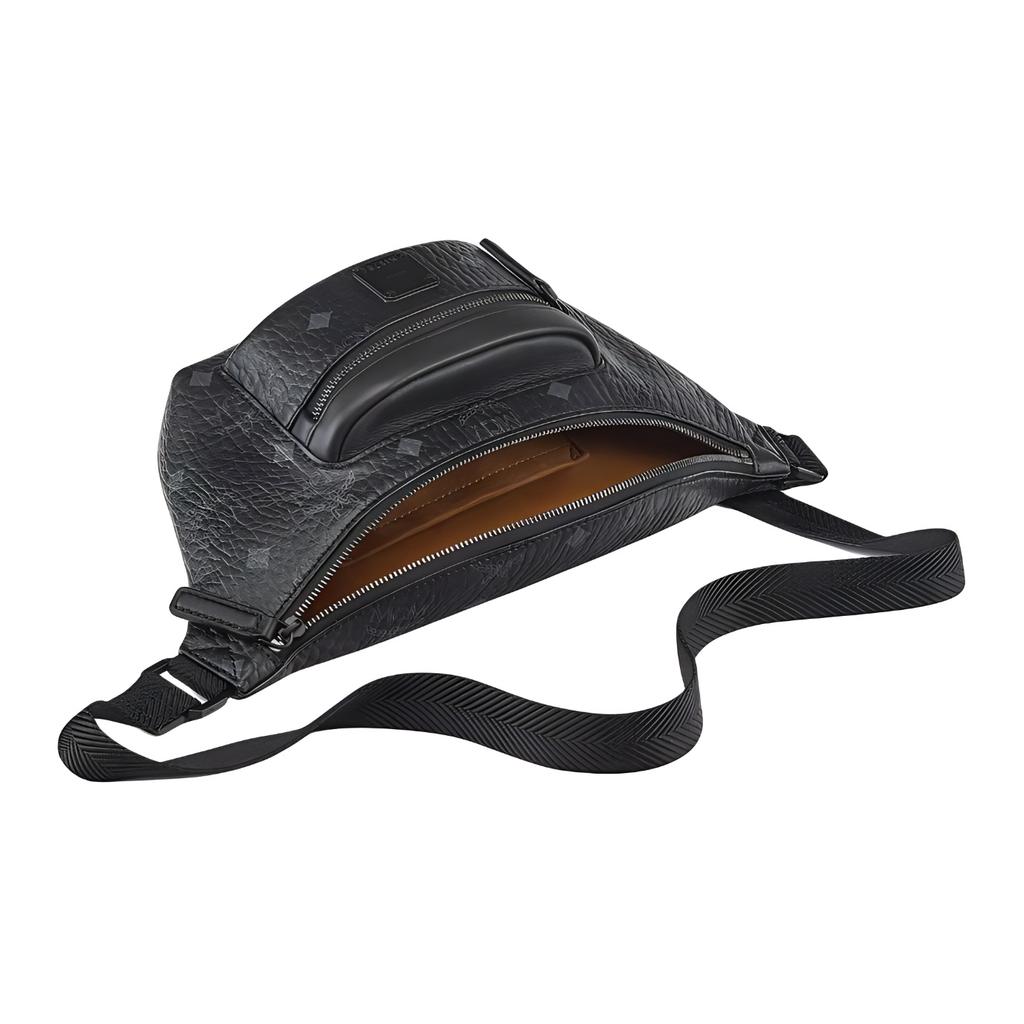 New MCM Fursten Visetos Artificial Leather Sling Bag, Crossbody Bag, Fanny Pack Mini Men's Black MMZCAFI01BK001