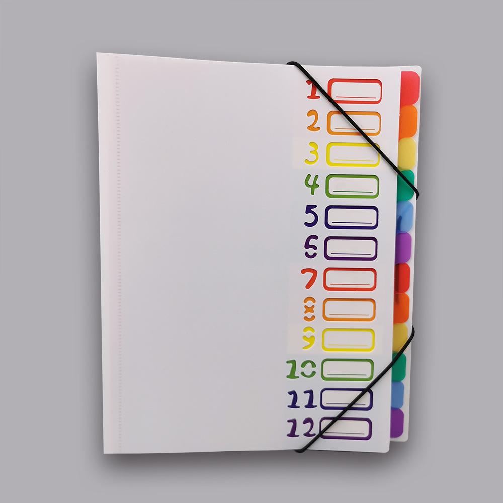 Meerlaagse A4 Witte Documenthouder met Regenboog Tabs - Studenten Examenmap en Archiefmap