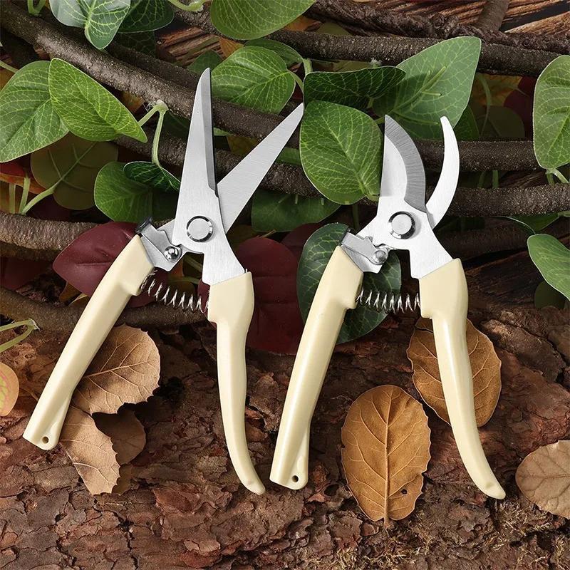 Stainless Steel Pruning Garden Scissors, Professional Outdoor Gardening Tree Pruning Springs, Manual Prunings Garden Tools