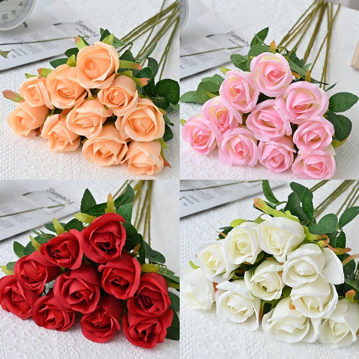 

10 шт. искусственные розы бутон поддельные цветы искусственный букет цветов для свадебной вечеринки домашний декор