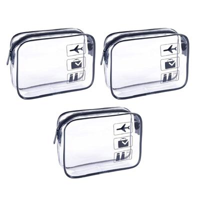 3pcs Practical Clear Waterproof PVC Cosmetic Bags For Travel Durable And Easy To Clean Ideal For Women And Students