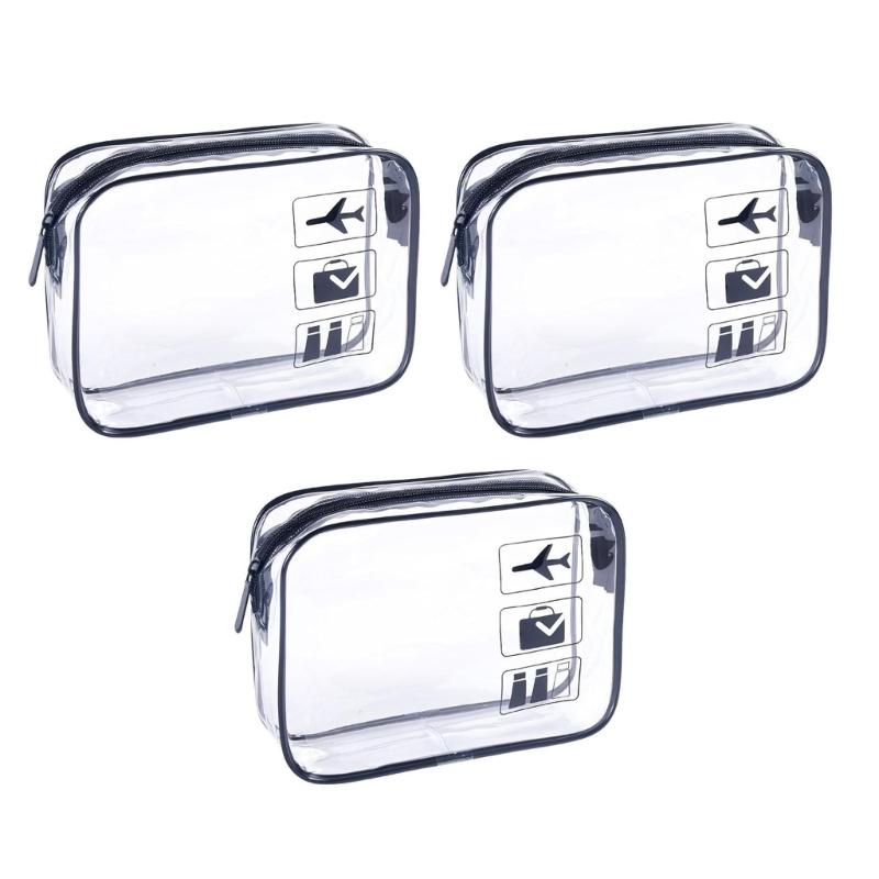 

3pcs Practical Clear Waterproof PVC Cosmetic Bags For Travel Durable And Easy To Clean Ideal For Women And Students 1