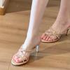 Open-toed Rhinestone Butterfly Silk Word with Slippers Fairy Wind Wear Stiletto High Heels Sandals Female