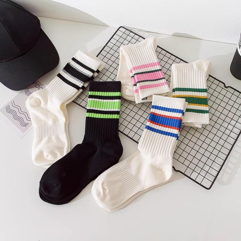 10 Pairs Women's Comfortable Mid Calf Socks Breathable Chic Knit Stripe Printed Female Sock