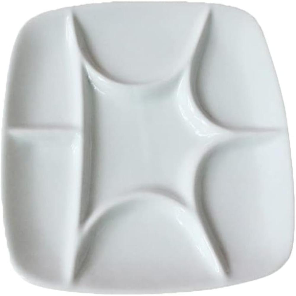 15*15*1.3cm 7-Will Square Paint Palette White Ceramic Artist Paint Palette  For Watercolor Painting