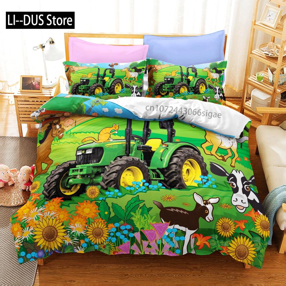 Tractor Bedding Set Bedspread Single Twin Full Queen King Size Sports Bed Set Aldult Bedroom Duvetcover 2 conjunto de cama