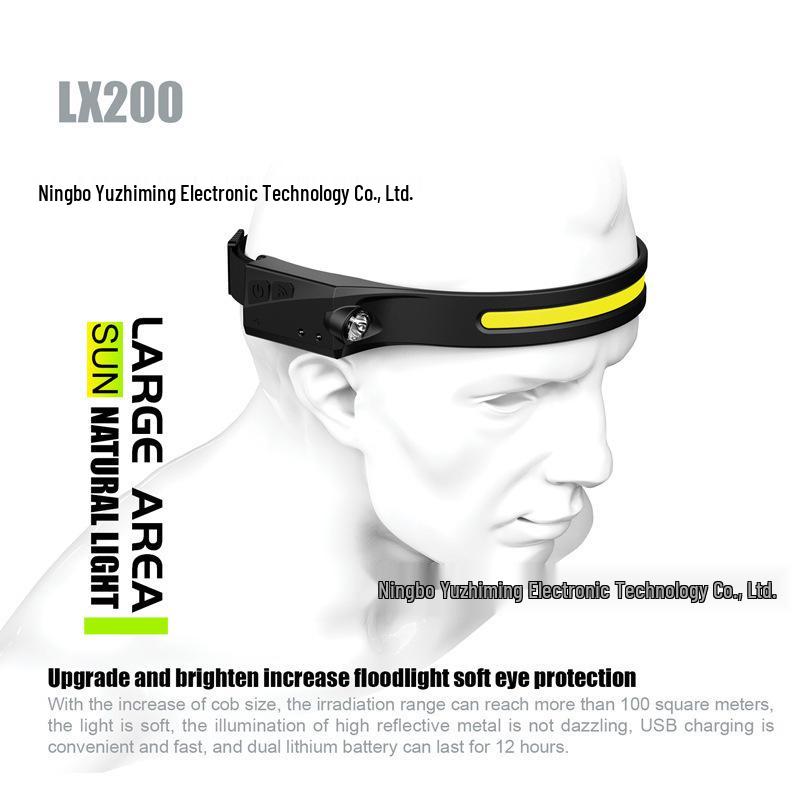 Rechargeable Silicone LED Smart Sensor Headlamp for Night Fishing and Running