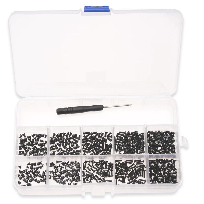 

500 шт. Винт М2 М2.5 М3 Плоская головка Крестовые машинные винты Набор винтов для ноутбука Компьютер Ноутбук Маленькие черные болты