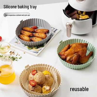 Food Grade Silicone Air Fryer Baking Tray, High-temperature Resistant Steaming Pot Mat for Baking Cakes.