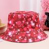 New fashionable heart-shaped printed double-sided bucket hat kiss pattern trendy sunshade sun hat sunscreen basin hat