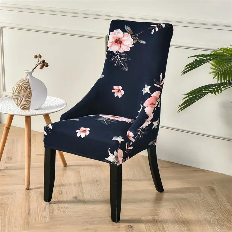 Elastische Esszimmerstuhlbezüge Schräge Rückenlehne Sesselbezüge Pastoraler Stil Sitzüberwürfe für Zuhause Party Bankett Büro