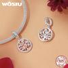 WOSTU Mother Day 925 Sterling Silver Rose Flower Charm Tree of Life Pendant Heart Beads Fit Bracelet Necklace DIY Gift for Mom