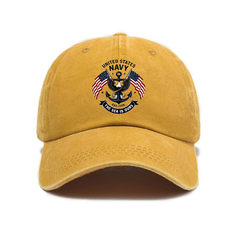 Versatile retro American printed washed old soft top sunshade baseball cap Unisex baseball cap