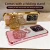 KEYSION Shockproof Plating TPU Phone Case for Remdi Note 14 4G 5G Glitter Jewelled Swan Kickstand Cover for Redmi Note 14