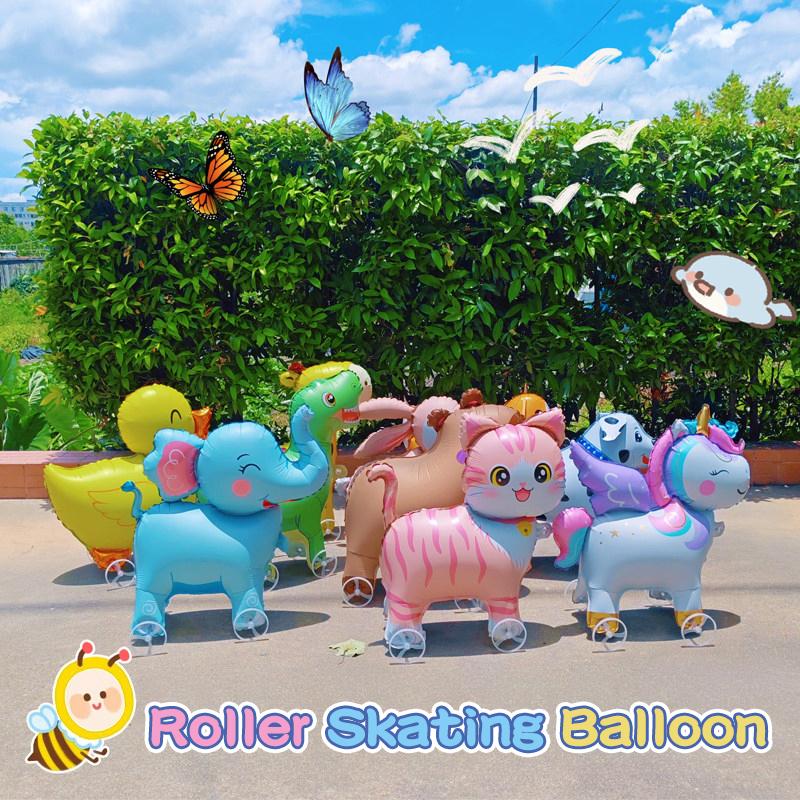 Aluminum Film Creative Pet Pet Balloons Rabbit Dog Cat Balloons Walking-With-Wheels Baby Shower Birthday Party Easter Balloons