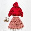 ANKRT Herbst-Winter Eltern-Kind Japanisch-Koreanischer Stil Mädchen Weihnachten Spitze Rot Kariert Kleid