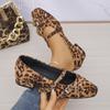 Fashion Women Marie Janes Shoes Leopard Square Toe Sandals Low Heels 2025 Trend Shallow Loafers Brand Summer Dress Buckle Zapatos Mujer
