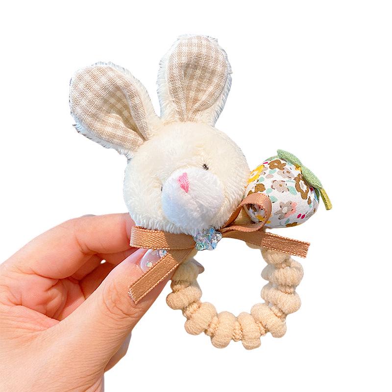 Sweet Girl High Elasticity Plush Rabbit & Bear Hair Ties - No Damage, Cute Ponytail Hair Ropes for Children