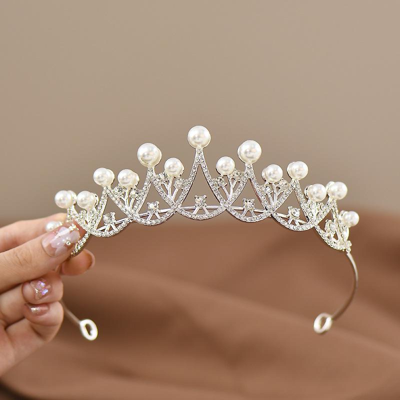 Elegant Rhinestone  Pearl Princess Crown for Evening Gowns