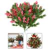 Artificial Pine Needle Branches with Berries for Christmas Holiday DIY Decoration Lightweight Flexible Material Set