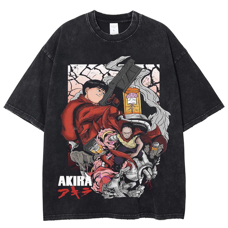 

Tokyo Shotaro Kaneda Akira Винтажная стираная футболка мужская 100% хлопок с коротким рукавом манга аниме повседневная уличная одежда в стиле хип-хоп топы унисекс